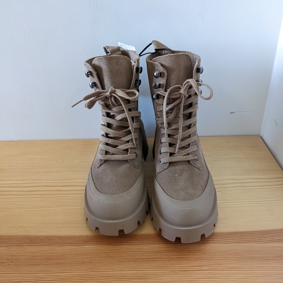 Zara Suede Leather Combat Boots - Picture 3 of 6